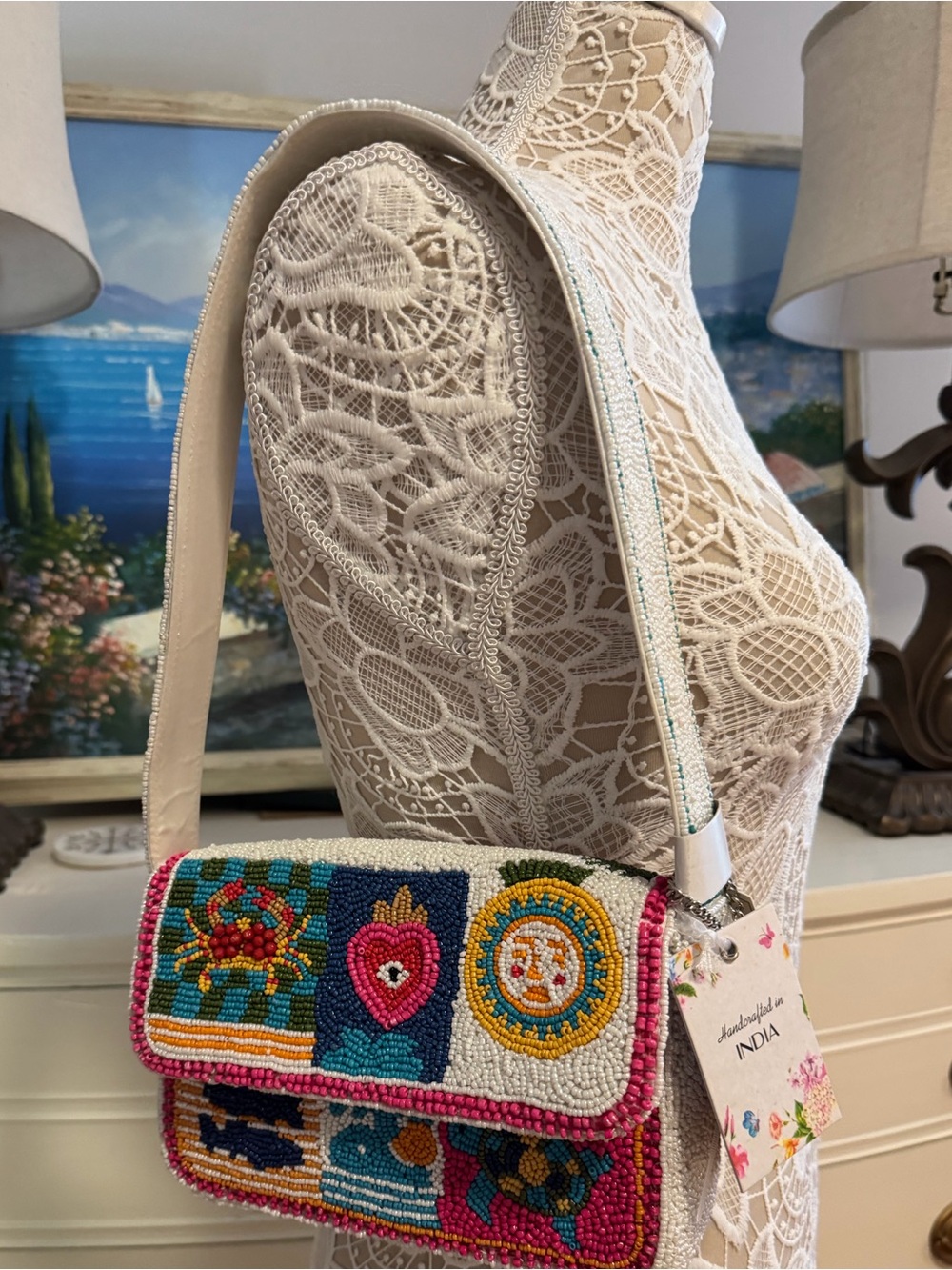 Handcrafted Beaded Multicolor Shoulder Bag by